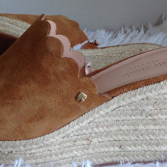 New Kate Spade Tabby Wedge Mules In Toast - Picture 10 of 10